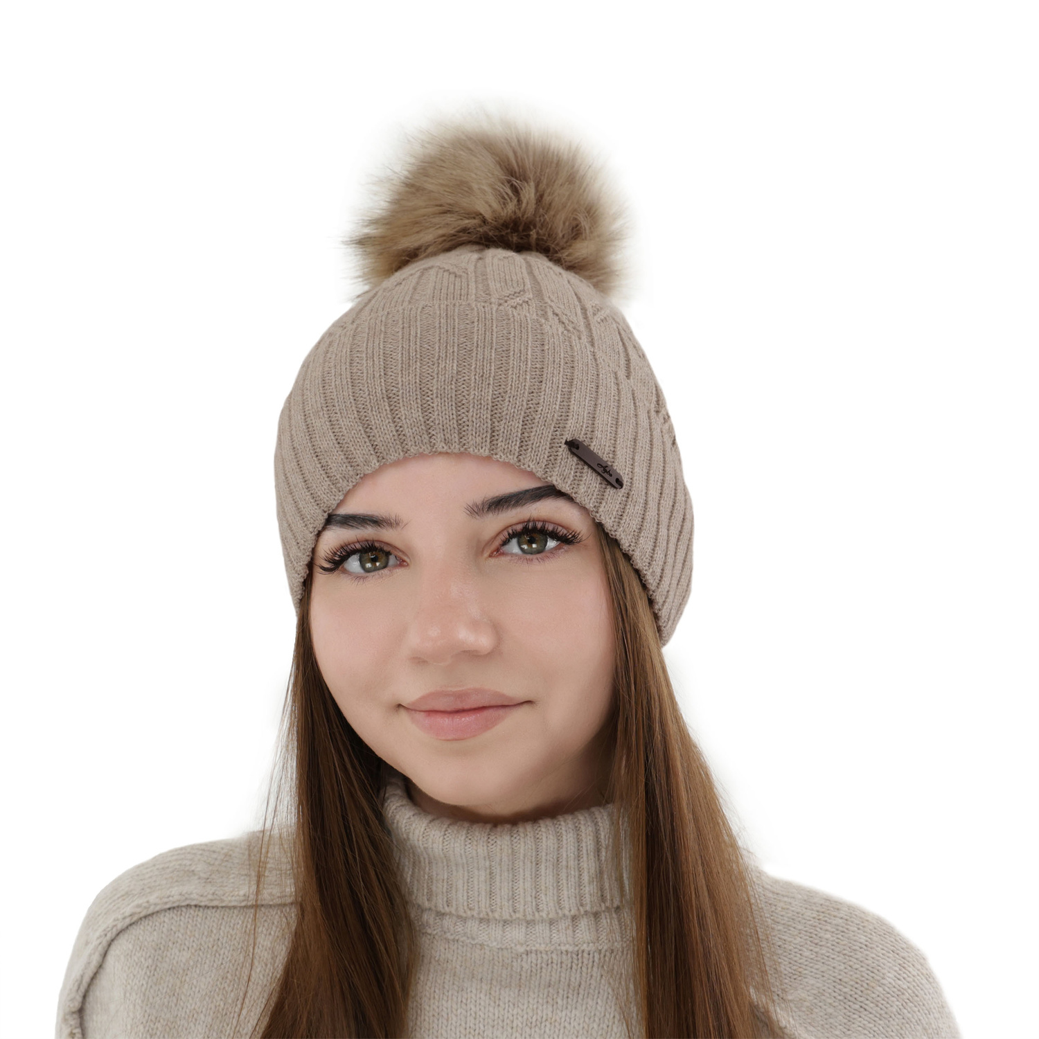 Căciulă de iarnă pentru femei, camel, lână merino Talaria