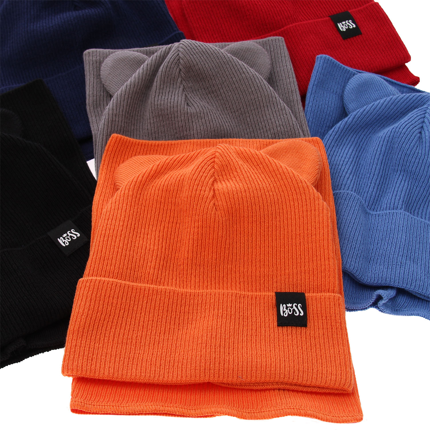 Set primăvară-toamnă pentru băieți: Căciulă și fular circular, cu bumbac, portocaliu Grajan