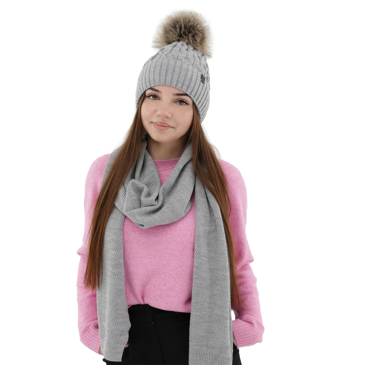 Fular de iarnă pentru femei gri din lână Agora