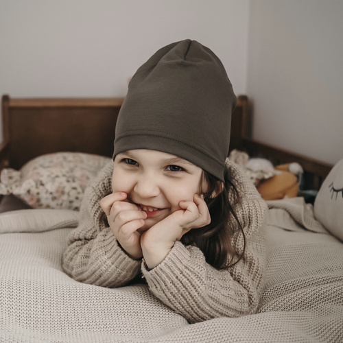 Set de primăvară-toamnă pentru fete: căciulă și fular circular ecru Hazelka