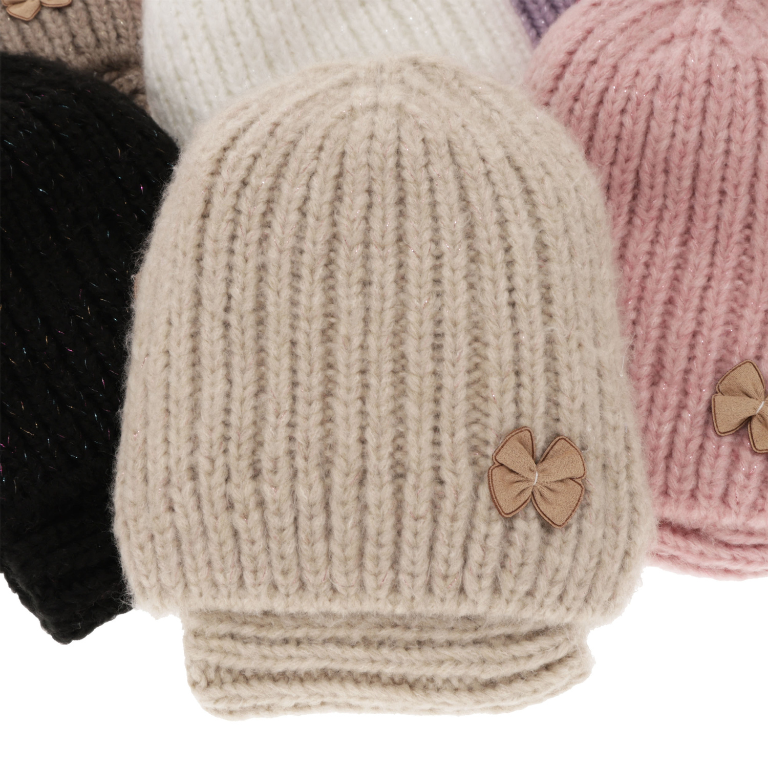 Set de iarnă pentru fete: căciulă și fular circular bej Ingrid