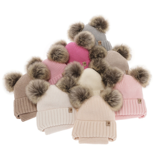 Set de iarnă pentru fete: căciulă și fular circular alb, 100% lână merino extra fină Silvia