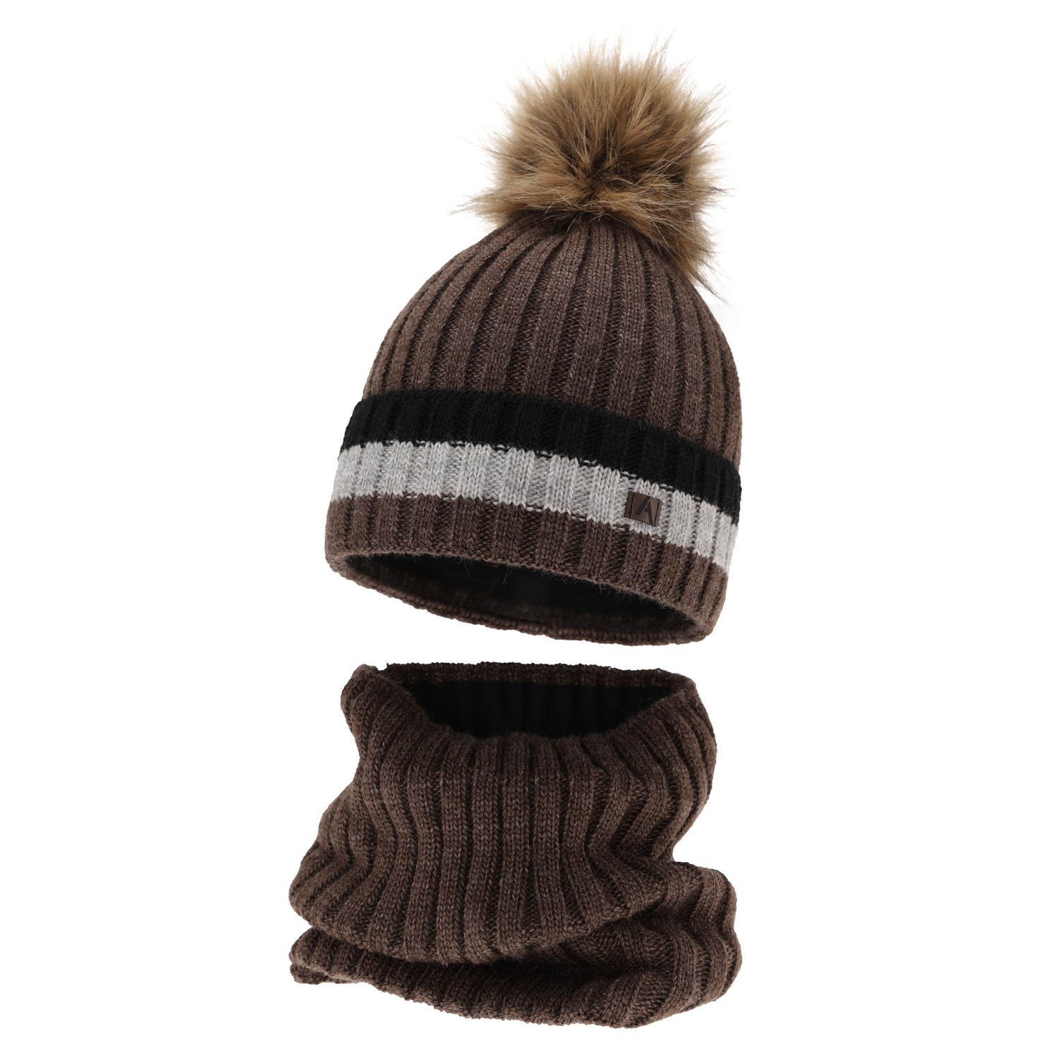 Set de iarnă pentru băieți: Căciulă și fular circular maro Beno