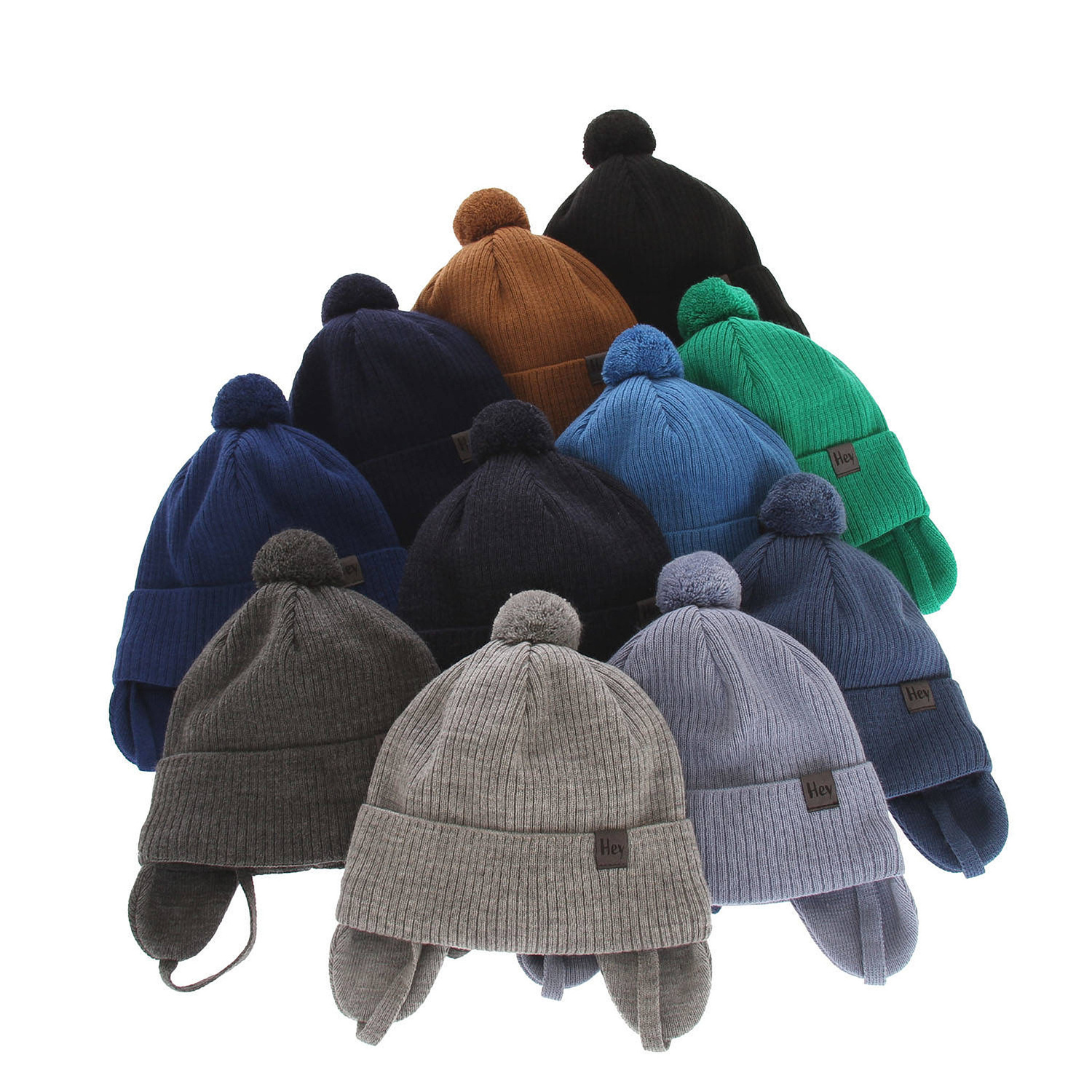 Căciulă de primăvară-toamnă pentru băieți albastru cu pompon Axel