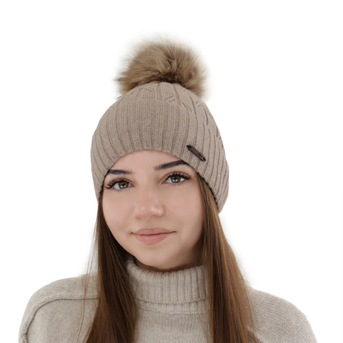 Căciulă de iarnă pentru femei, camel, lână merino Talaria