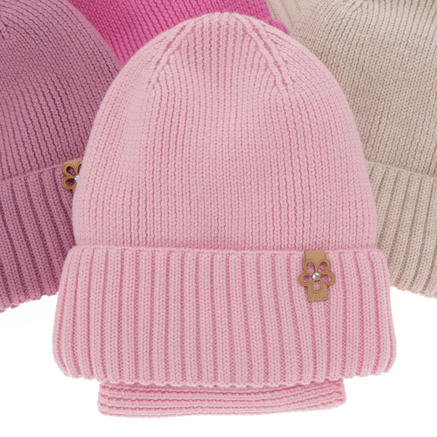 Set de iarnă pentru fete: căciulă și fular circular alb 100% lână merino extra fină Nelita