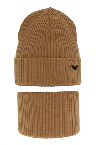 Set de iarnă pentru băieți: Căciulă și fular circular camel Romeo