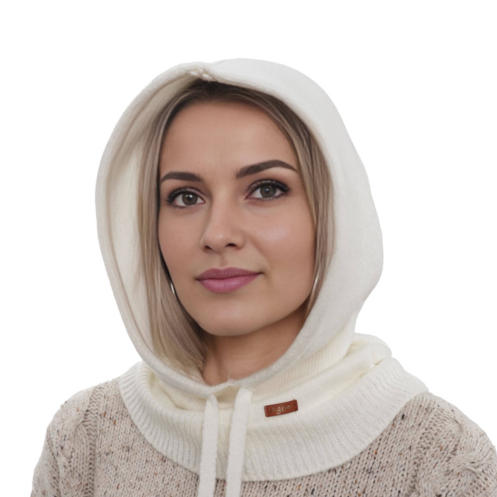 Balaclava de iarnă pentru femei, cremă, cu lână merino, Elizabeth
