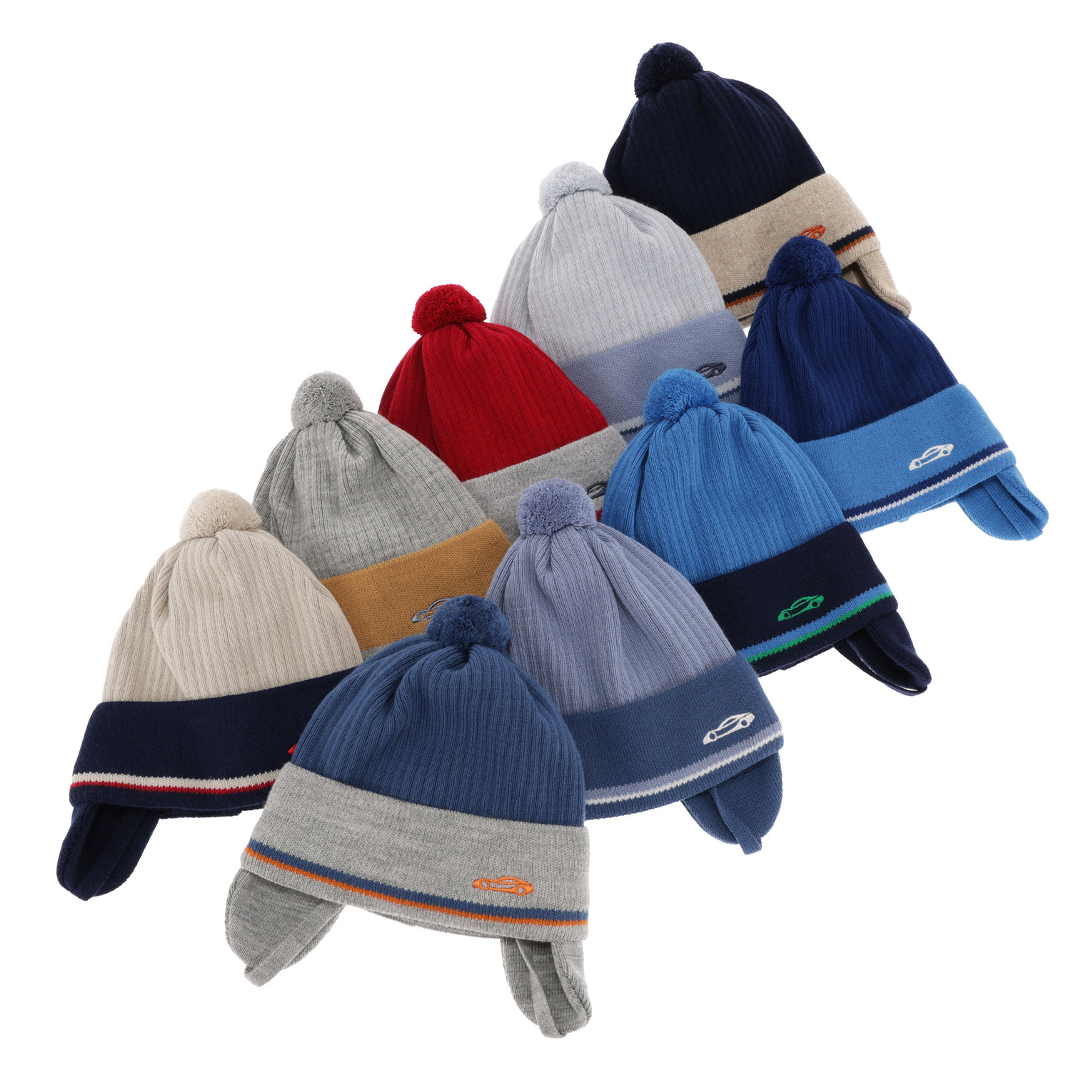 Căciulă de primăvară-toamnă pentru băieți tmavě modrá cu pompon Jacob