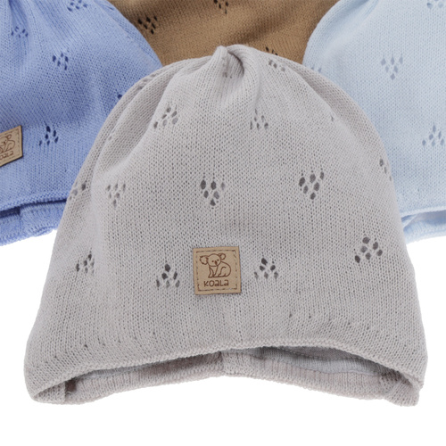 Căciulă de primăvară-toamnă pentru băieți, albă, cu urechi, Slate