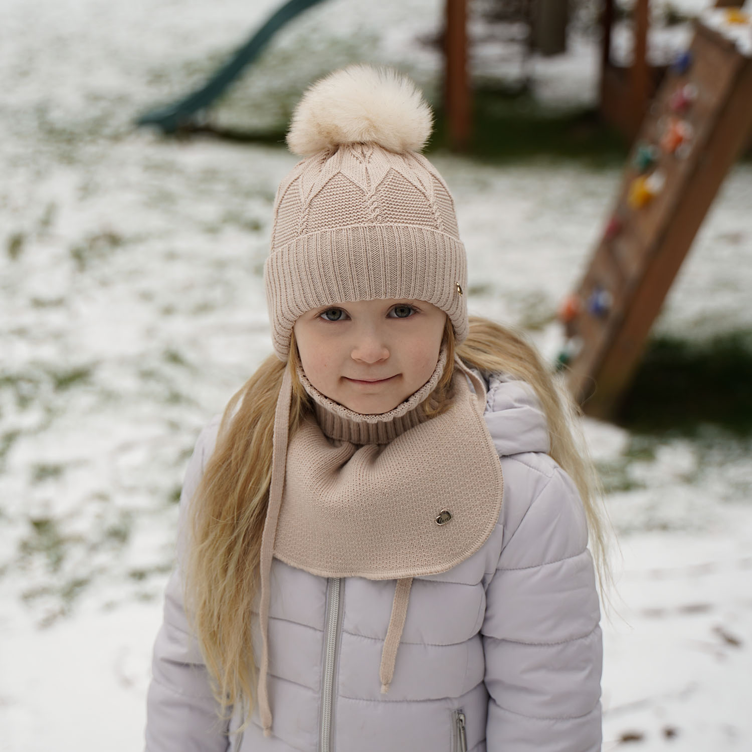 Fular circular de iarnă pentru fete negru Pixi