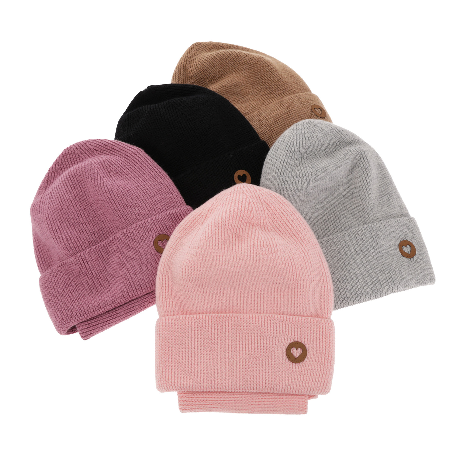 Set de primăvară-toamnă pentru fete: căciulă și fular circular roz 100% lână merino extra fină Brook