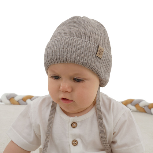 Căciulă de iarnă pentru băieți bej cu lână merino Darsi