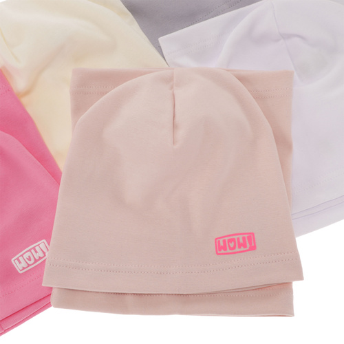 Set de primăvară-toamnă pentru fete bumbac: căciulă și fular circular bej Friza