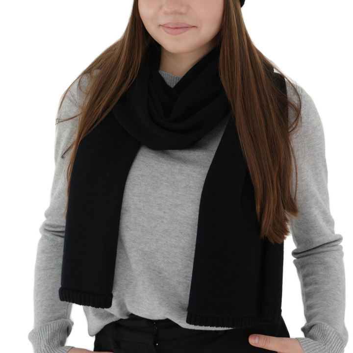 Fular de iarnă pentru femei, negru, 100% lână merino, Elonia