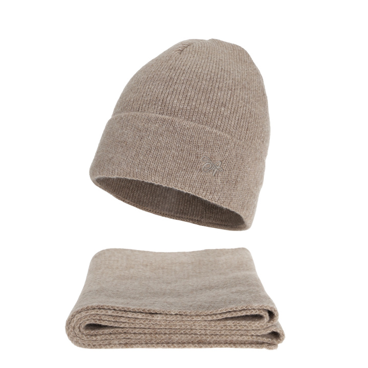 Set de iarnă pentru femei: căciulă și fular, de iarnă, bej, Rava