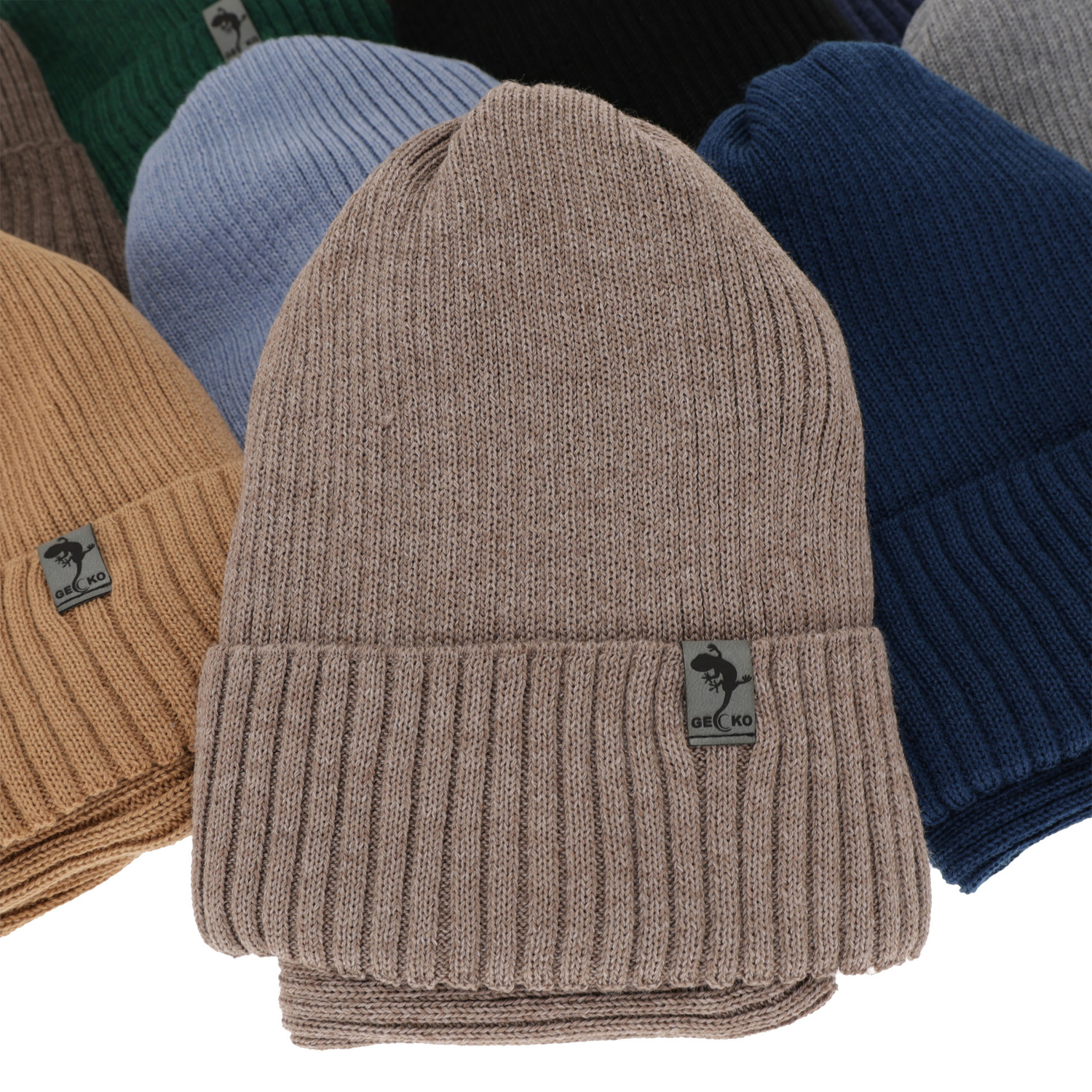 Set de iarnă pentru băieți: Căciulă și fular circular din lână merino bej Gecko