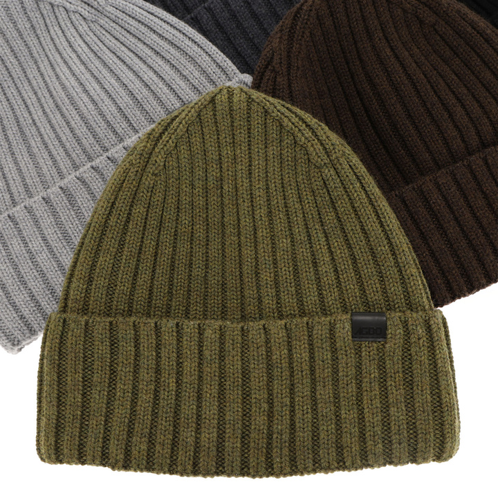Căciulă de iarnă pentru bărbați negru 100% lână merino extra fină Nathan