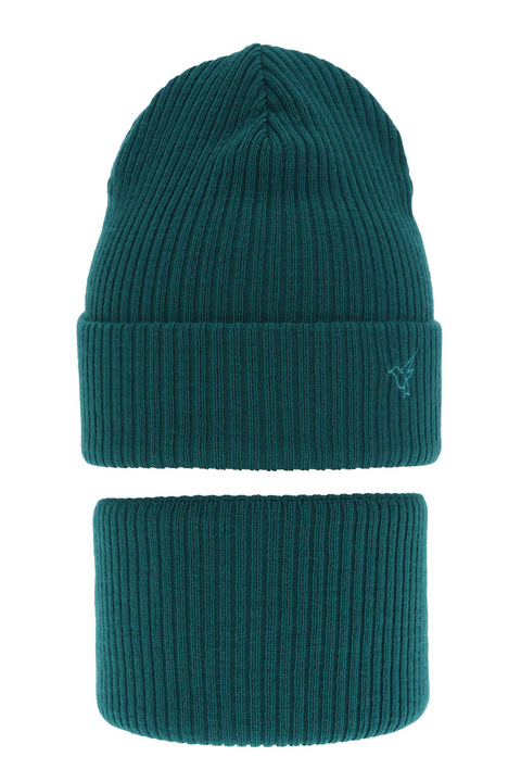 Set de iarnă pentru fete: căciulă și fular circular verde Rosetta