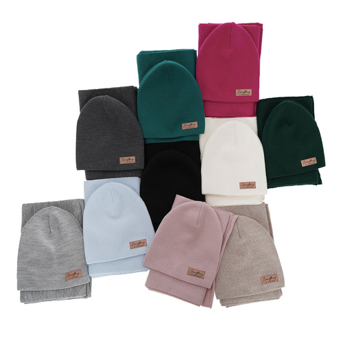 Set de primăvară-toamnă pentru femei: căciulă și fular gri Zula