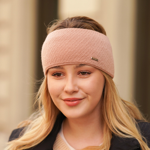 Bentiță de iarnă pentru femei, roz, lână merino Katrina