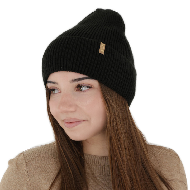 Căciulă de iarnă pentru femei, neagră, cu lână merino, Tahoe