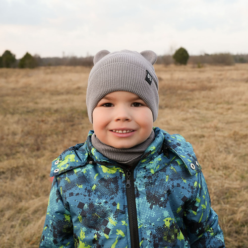 Set primăvară-toamnă pentru băieți: Căciulă și fular circular, cu bumbac, bleu marin Grajan