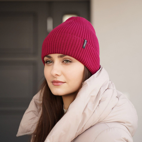 Căciulă de iarnă pentru femei gri 100% lână merino extra fină Megan