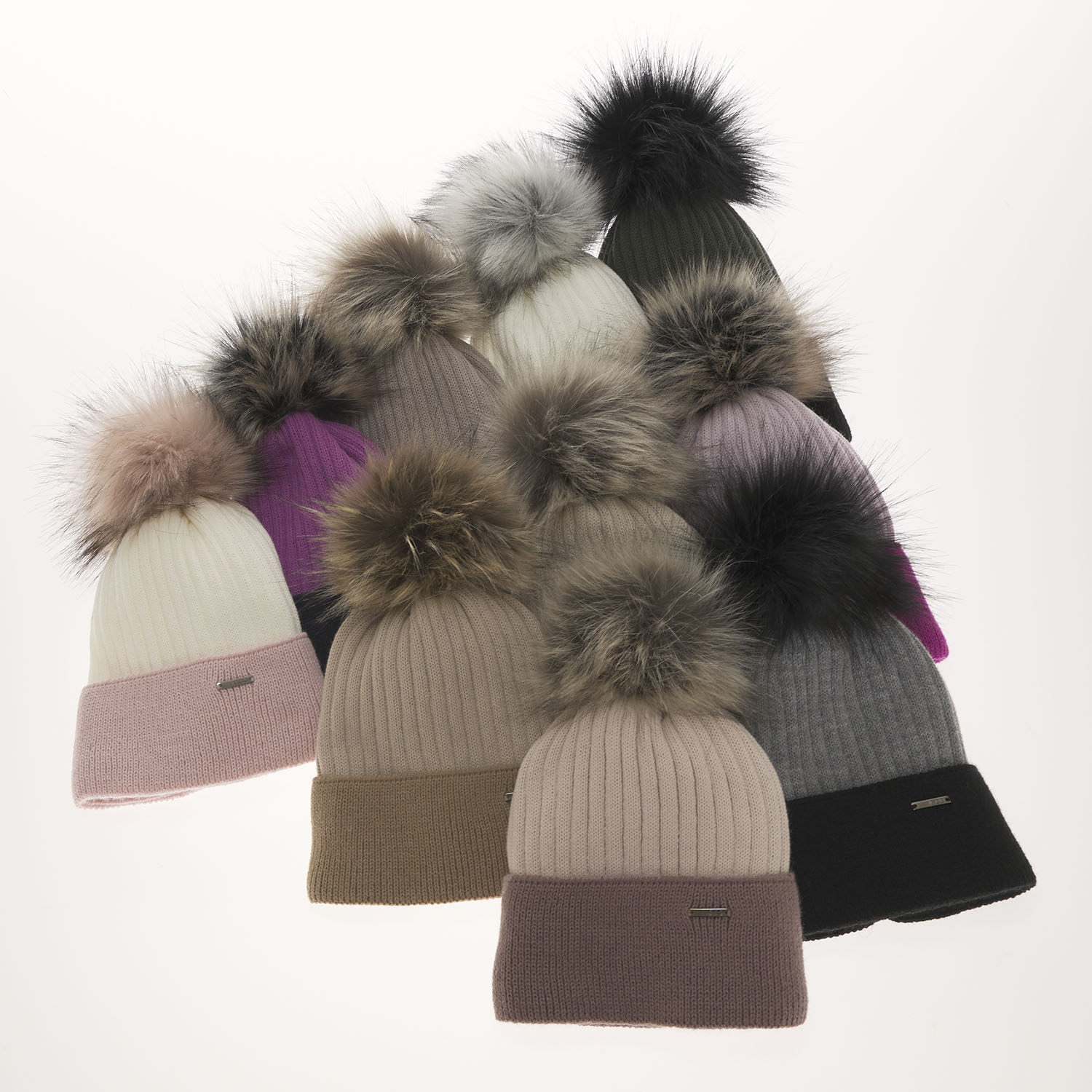 Căciulă de iarnă pentru femei, roz, cu pompon, Funda