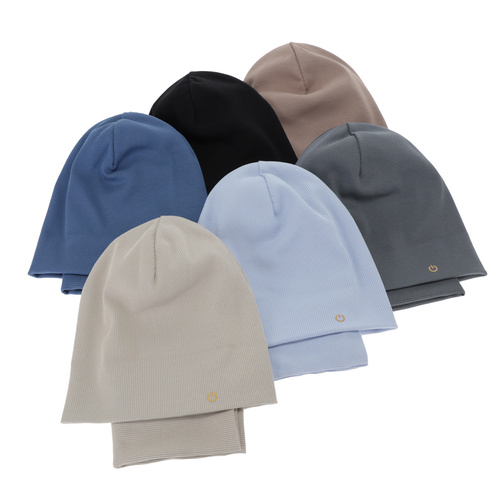 Set primăvară-toamnă pentru băieți: căciulă și fular circular, din bumbac, gri, Desider