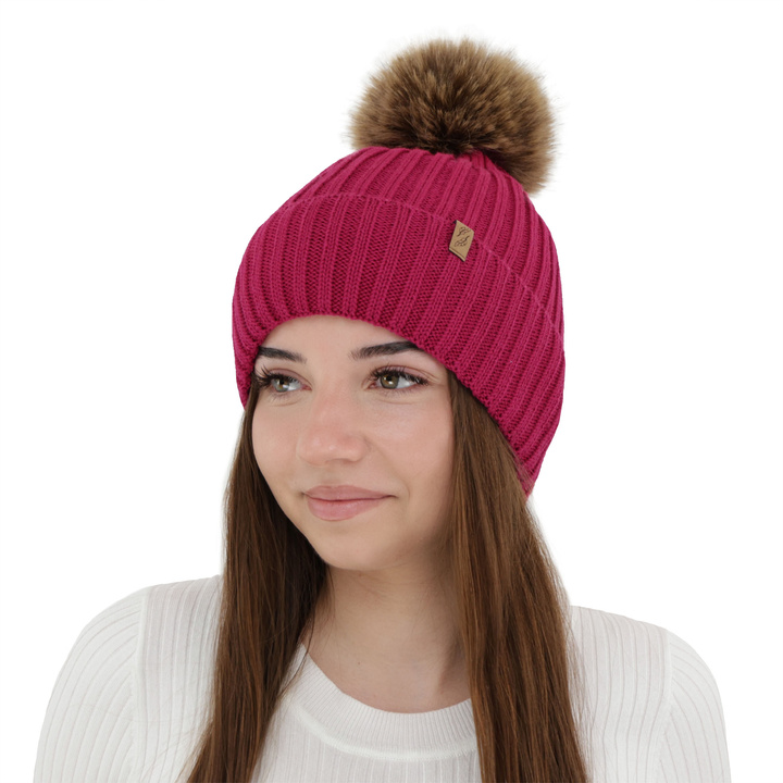 Căciulă de iarnă pentru femei, amarantová, cu lână merino, Zamira