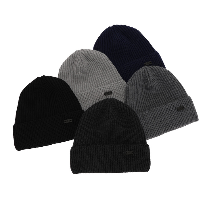Căciulă de iarnă pentru bărbați gri lână 100% merino extra fină Owen