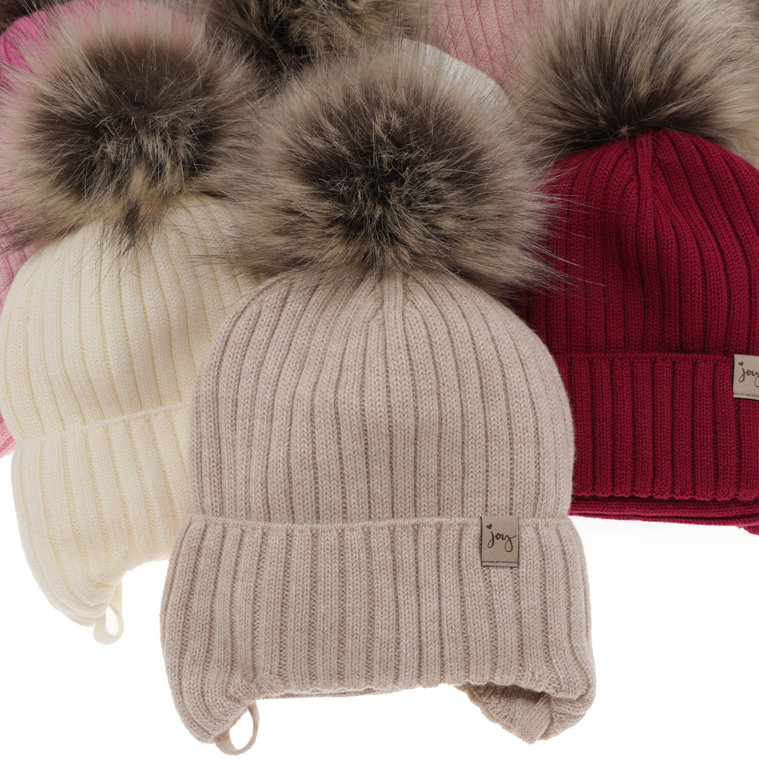 Set de iarnă pentru fete: căciulă și fular circular roz, 100% lână merino extra fină Junika