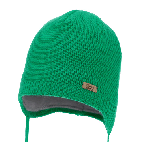 Căciulă de primăvară-toamnă pentru băieți, verde, cu urechi, Valdis