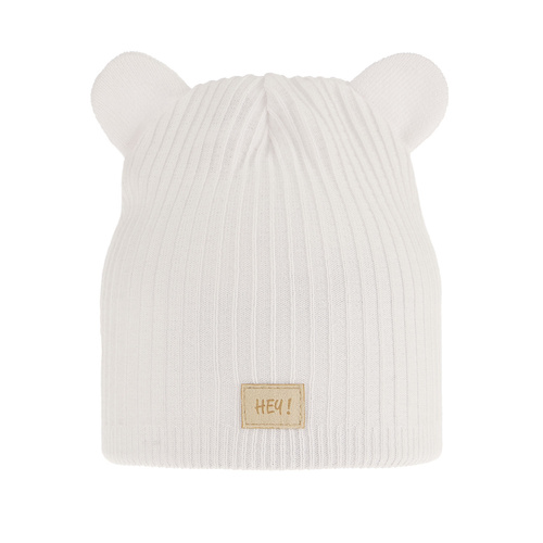 Căciulă de primăvară-toamnă pentru fete, cu bumbac, alb Clarisa