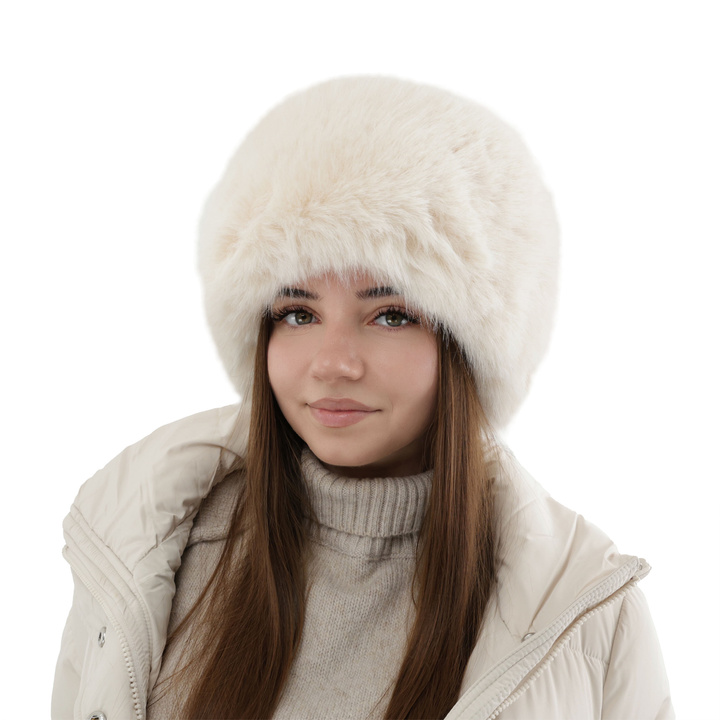 Căciulă de iarnă pentru femei căptușită cu lână fleece ecru Holly