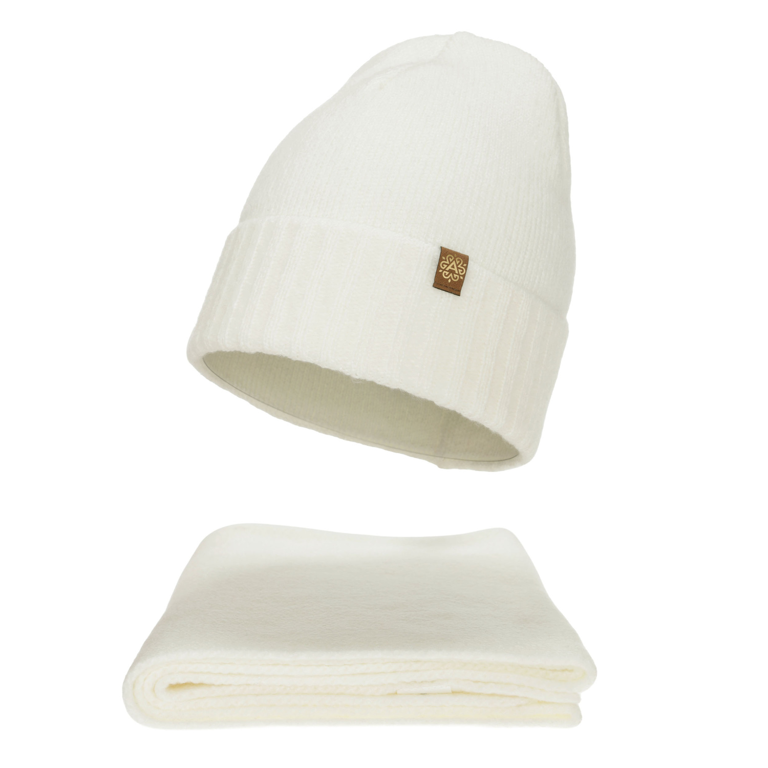 Set de iarnă pentru femei: căciulă și fular, alb, Shasta