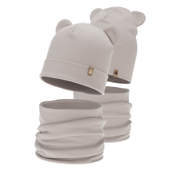 Set primăvară-toamnă pentru băieți: Căciulă și fular circular, bej, Farim