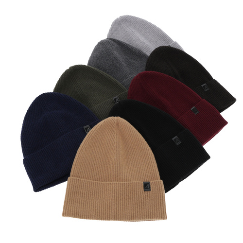 Căciulă de primăvară-toamnă pentru bărbați, negru, cu lână merino și cașmir, Azuryt