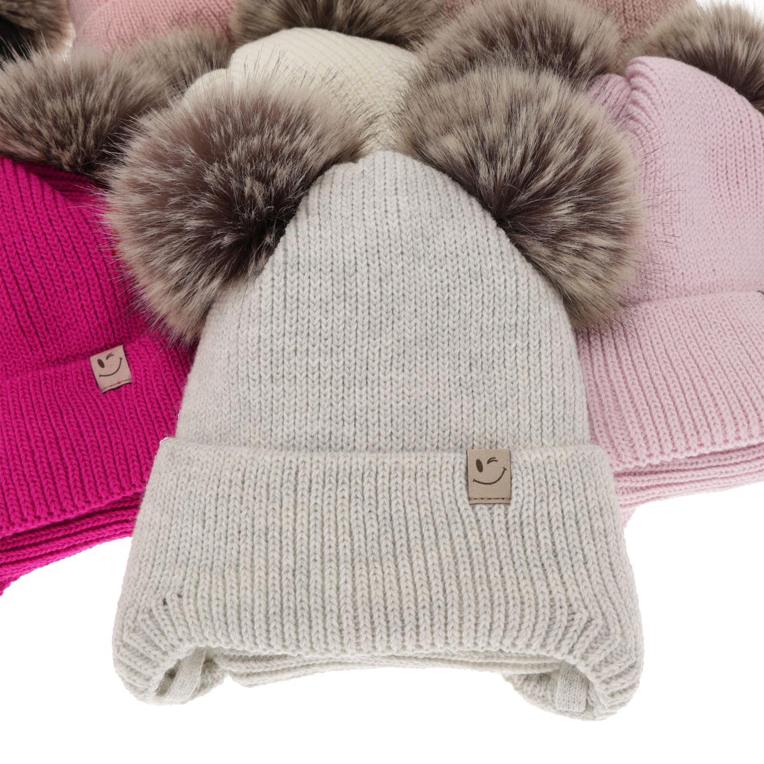 Set de iarnă pentru fete: căciulă și fular circular negru cu 2 pompoane Zori