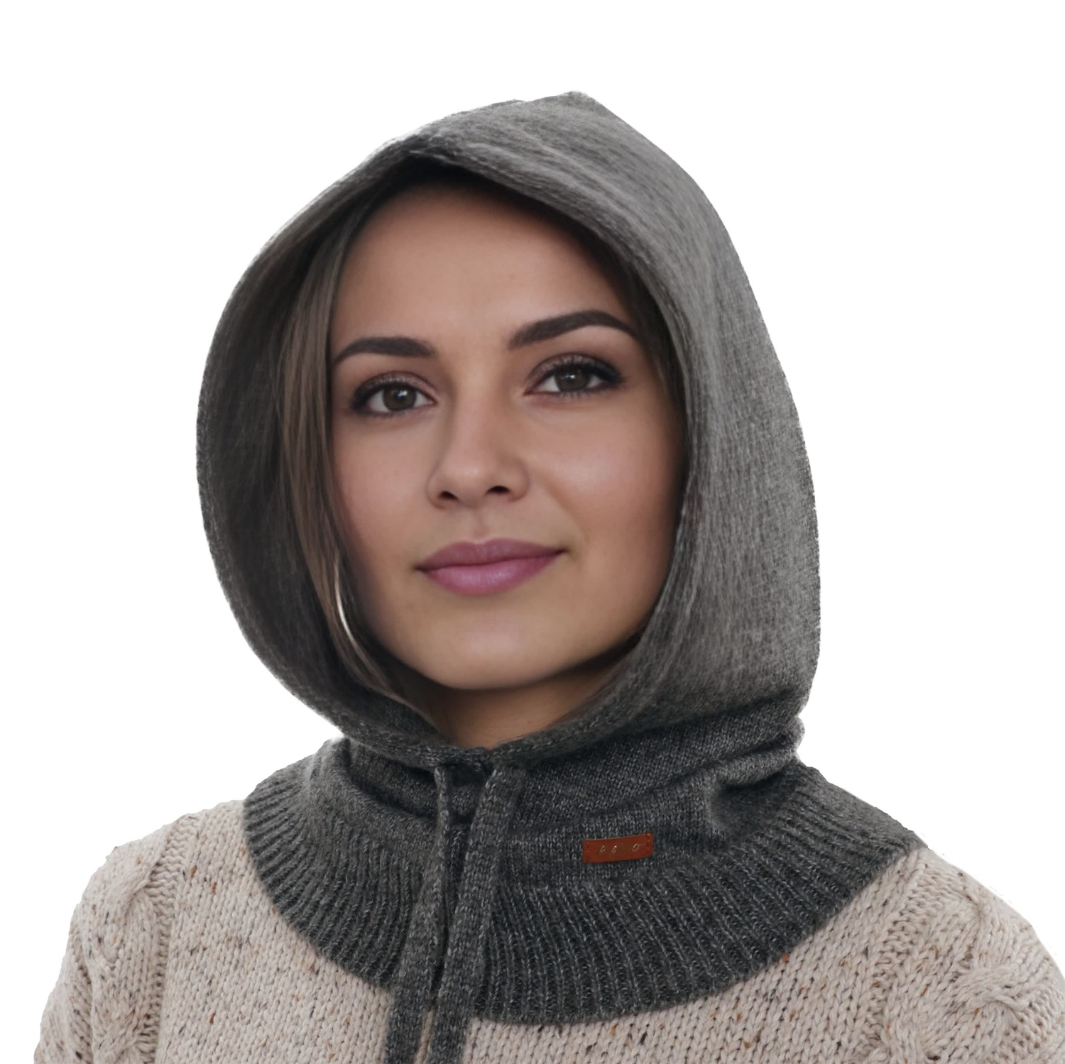 Balaclava de iarnă pentru femei, gri, cu lână, Elizabeth