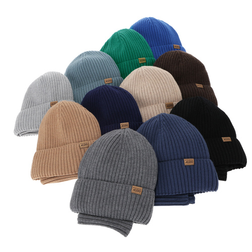 Căciulă și fular circular pentru băieți, iarnă, 100% lână merino, căptușit cu lână merino, camel, Domin