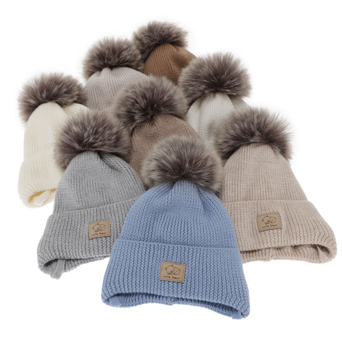 Căciulă de iarnă pentru băieți, cremă, cu urechi, 100% lână merino, Jergen