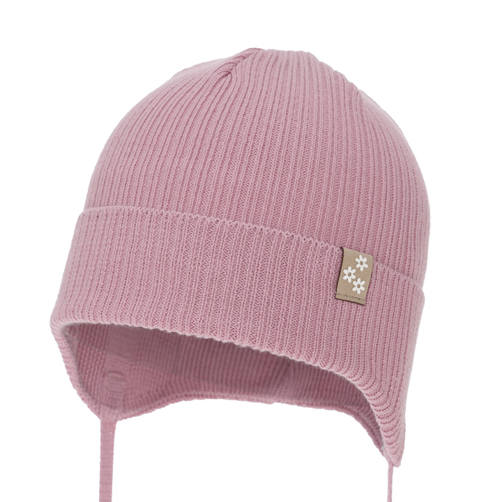 Căciulă de primăvară-toamnă pentru fete, mov, cu urechi, 100% bumbac, Lunara