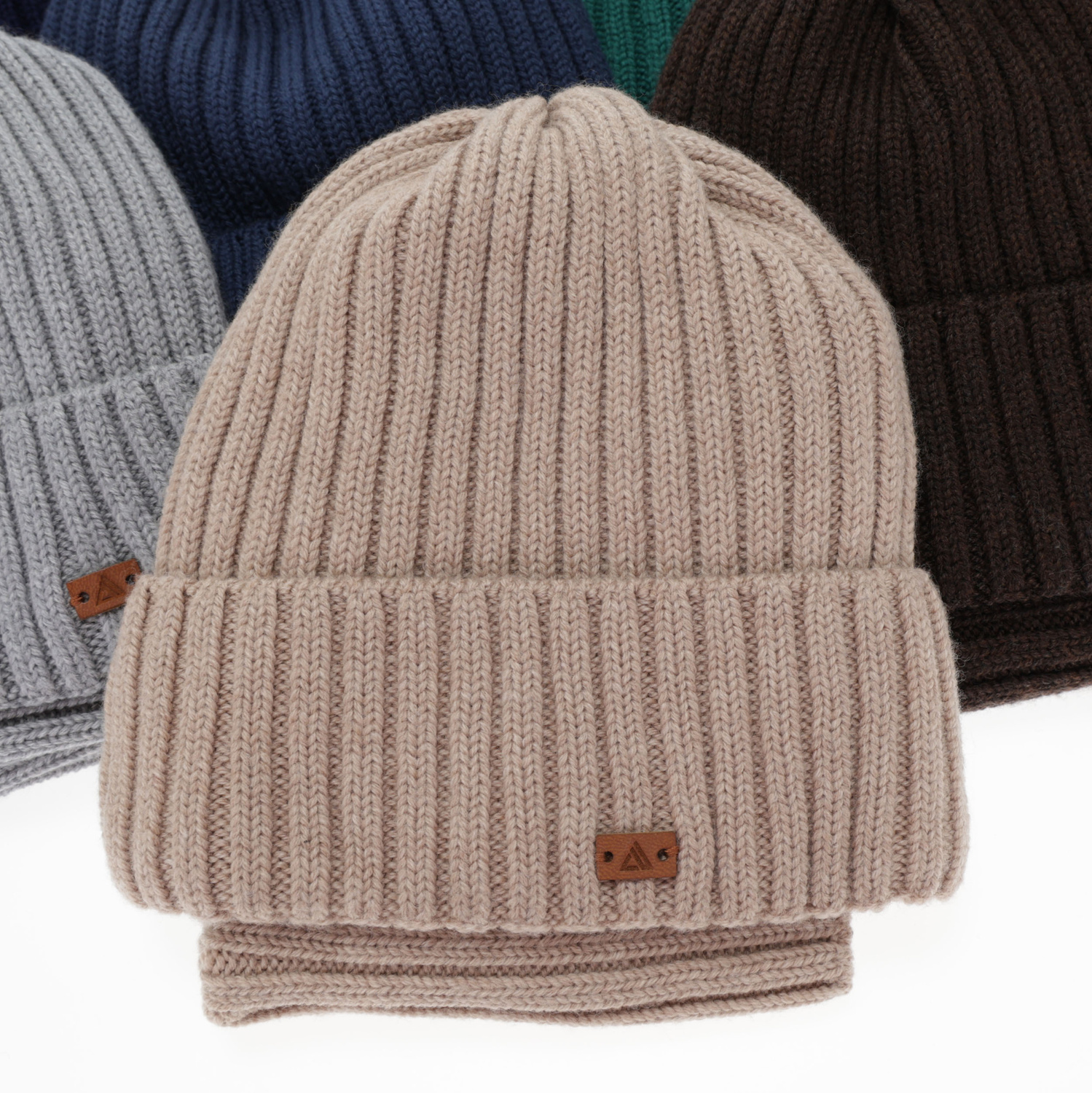 Set de iarnă pentru băieți: căciulă și fular circular, 100% lână merino, gri, Umberto