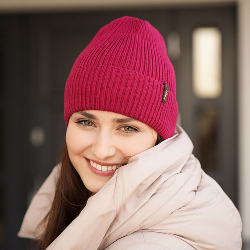 Căciulă de iarnă pentru femei albastră 100% lână merino extra fină Megan