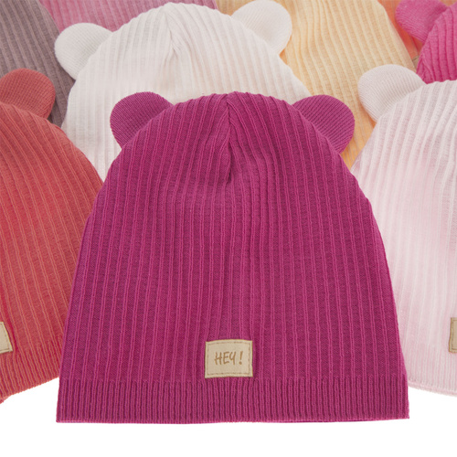 Căciulă de primăvară-toamnă pentru fete, cu bumbac, roz Clarisa