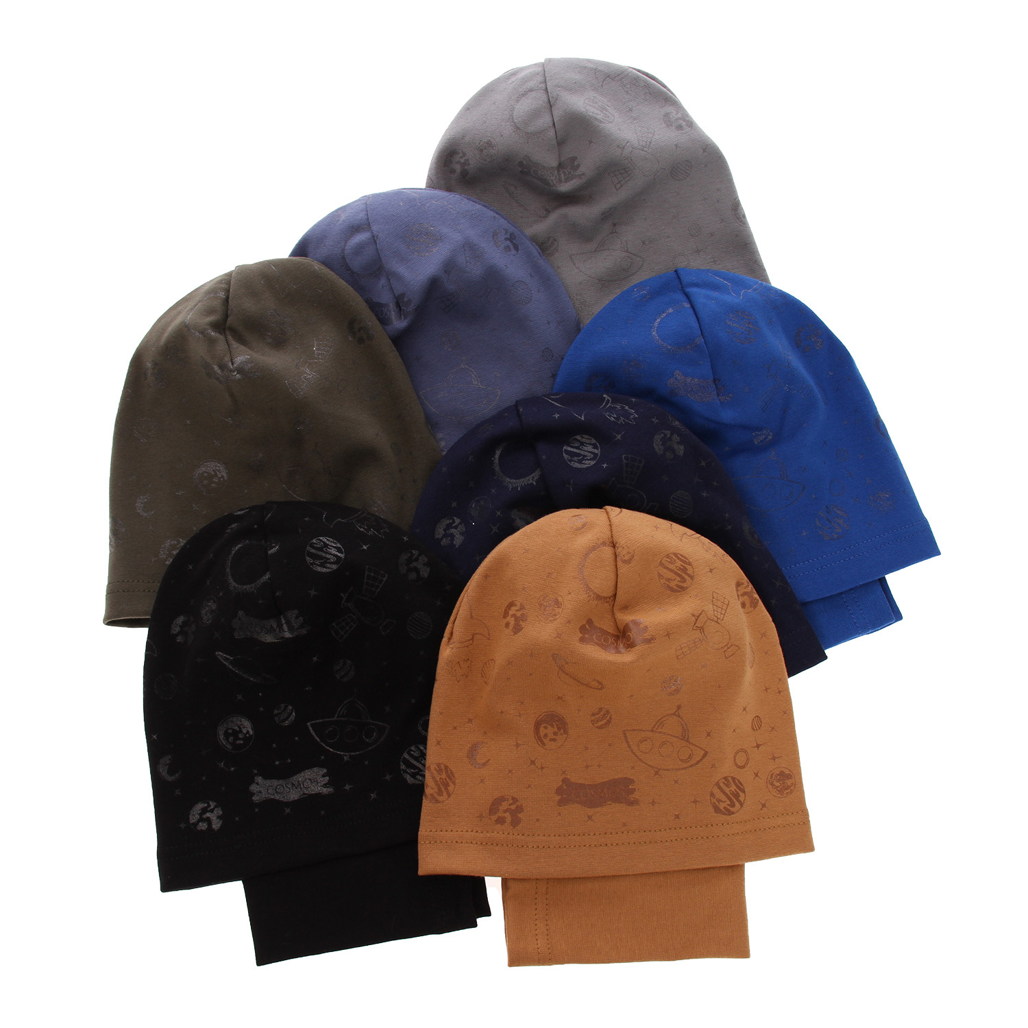 Set primăvară-toamnă pentru băieți: Căciulă și fular circular kaki Kosmos