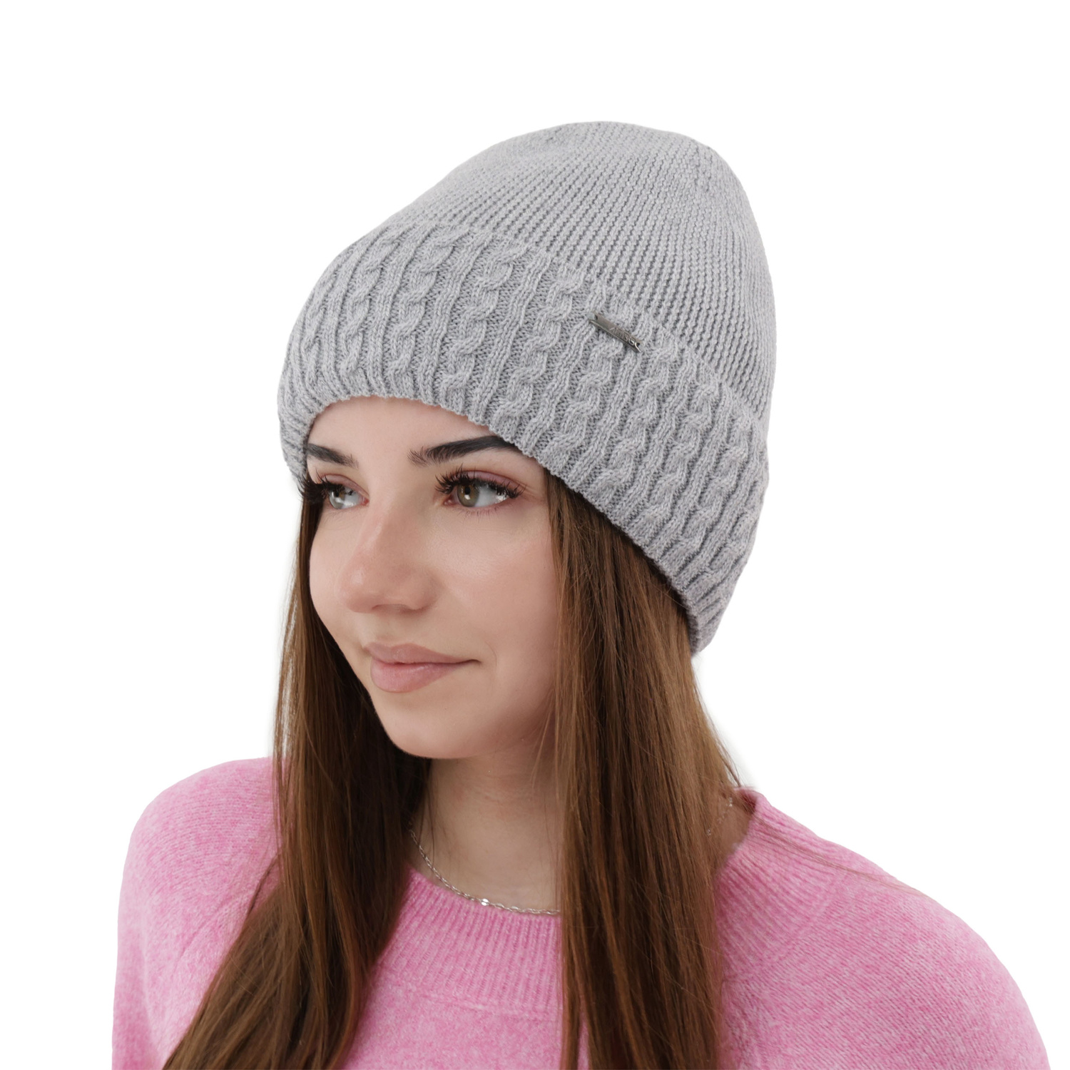 Căciulă de iarnă pentru femei din lână de merino, culoare gri Febe
