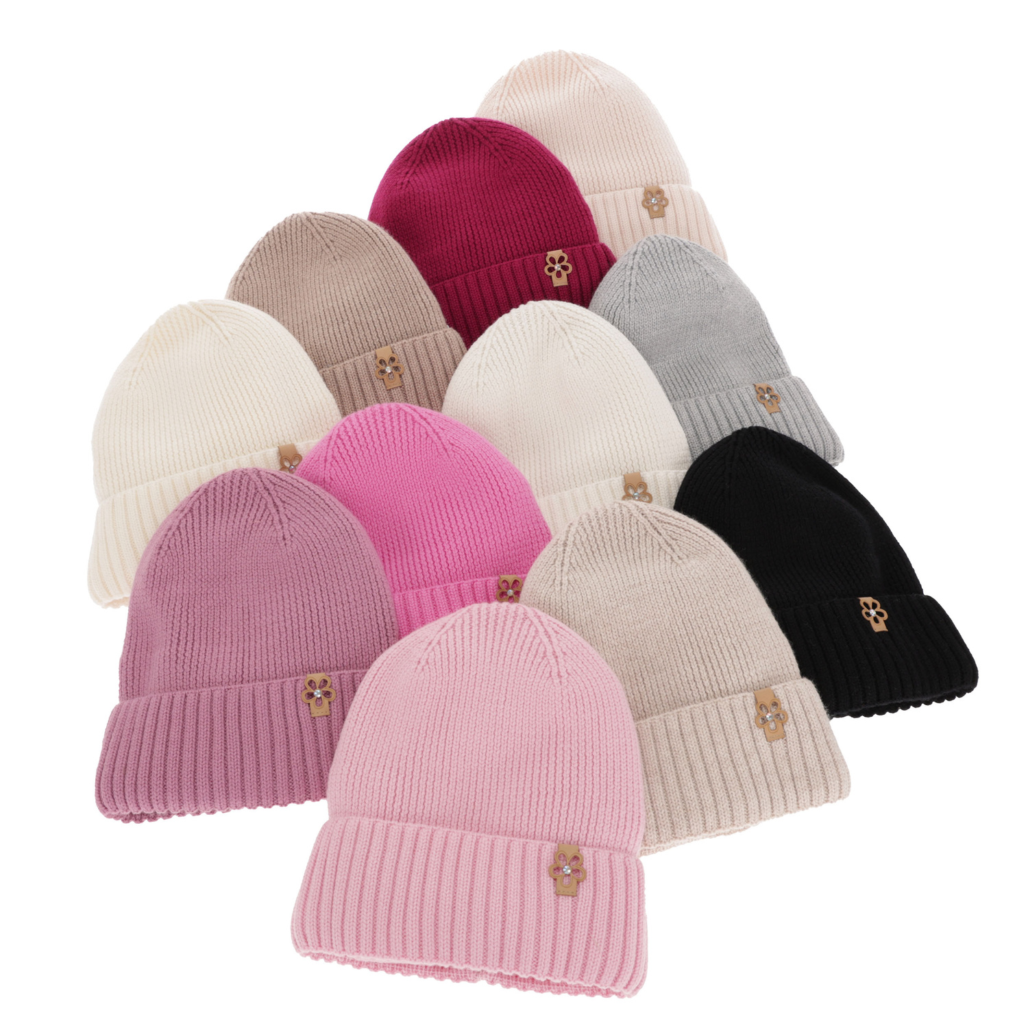 Set de iarnă pentru fete: căciulă și fular circular bej 100% lână merino extra fină Nelita